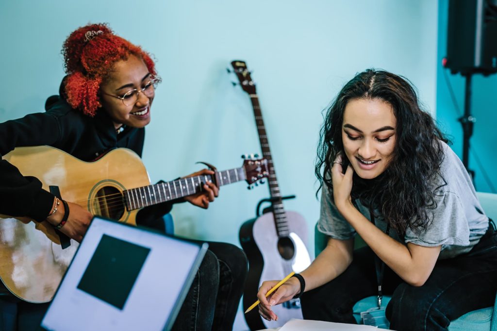 BIMM student on guitar
